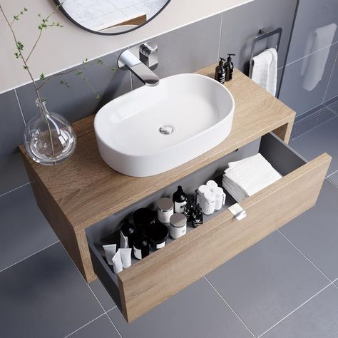 vitusso-garda-wood-wall-hung-vanity-unit-lorient-white-countertop-basin-1100mm-width Bathroom Wall Hanging, Wall Vanity, Basin Cabinet, Bathroom Furniture Vanity, Flat Pack Furniture, Basin Vanity Unit, Ceramic Basin, Countertop Basin, Sink Storage