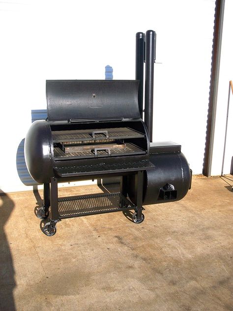 Johson Smokers - Rolling Patio Smoker - $1900 Homemade Smoker Plans, Custom Bbq Grills, Backyard Bbq Pit, Custom Bbq Smokers, Diy Smoker, Smoker Plans, Custom Bbq Pits, Homemade Smoker, Bbq Grill Smoker