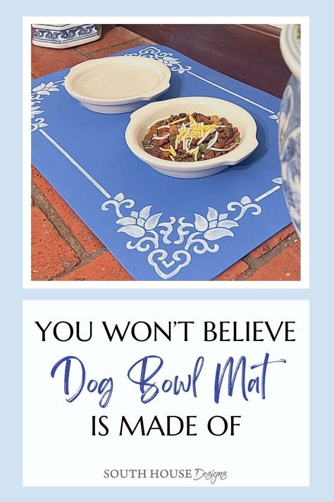 Tired of looking at boring and dirty pet food mats? Get ready to upgrade your fur baby's dining area with our Stylish Pet Food and Water Mat tutorial from South House Designs! This DIY project is super easy and affordable – your pets will thank you! 🐾 See the blog post NOW and start creating! Diy Pet Food, Pet Feeding Station, Dog Bowl Mat, Water Mat, Dog Food Mat, Pet Food Mat, Dog Water Bowls, Cat Food Bowl, Perfect Dinner