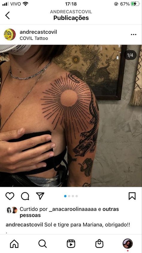 Animals To Get Tattooed, Dragon Tattoo For Women Upper Arm, Sun Rays Elbow Tattoo, Moon Elbow Tattoos For Women, Unique 222 Tattoos, Shoulder Tattoo Filler, Shoulder Sun Rays Tattoo, Sun Around Elbow Tattoo, Sun Ray Shoulder Tattoo