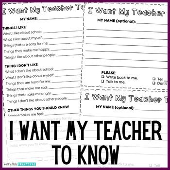 Give students the opportunity to tell them what THEY want you to know with this "What I Want My Teacher to Know About Me" / "What I Wish My Teacher Knew" printable. This is great for back to school to help you get to know your students, but also can be used throughout the school year when students might be more comfortable opening up to you. This resource includes 2 no prep pages. The first page is guided, giving students the opportunity to tell you:what they like about schoolwhat they like abou What I Wish My Teacher Knew About Me, I Want My Teacher To Know, I Wish My Teacher Knew, Neon Classroom, Boy Activities, 2024 Classroom, Class Community, Morning School, Get To Know Your Students