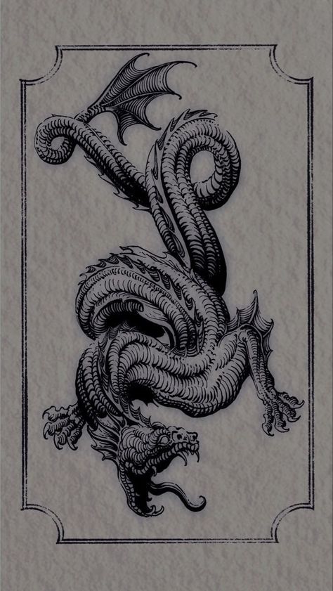 Dragon Medieval, Medieval Tattoo, Engraving Tattoo, Medieval Dragon, Woodcut Art, Fantasy Tattoos, Gothic Tattoo, Dragon Tattoo Designs, Tattoo Style Drawings