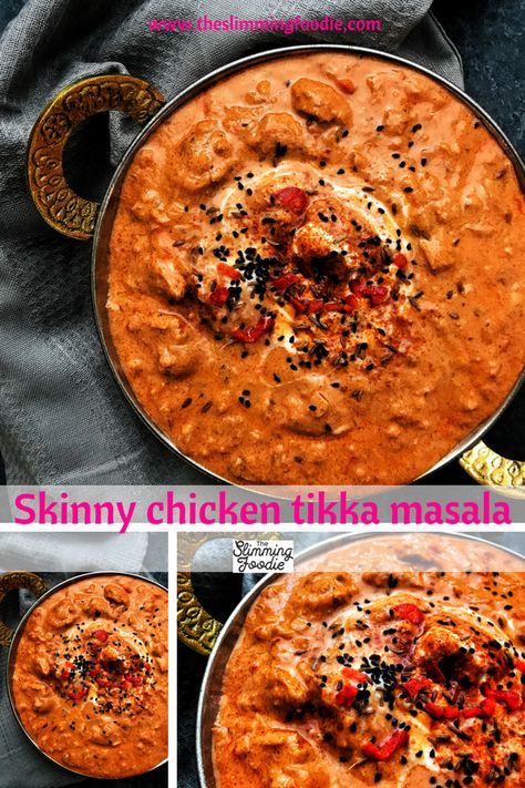 Low fat, healthy chicken tikka masala. Delicious and Slimming World friendly. Low Calorie Tikka Masala, Low Calorie Chicken Tikka Masala, Healthy Tikka Masala Recipe, Low Fat Curry Recipes, Low Calorie Curry Recipes, Low Calorie Chicken Curry, Low Calorie Curry, Low Calorie Indian Food, Healthy Chicken Tikka Masala