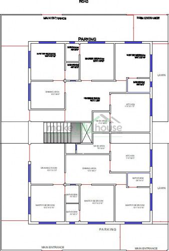 6 BHK House Design Plans | Six Bedroom Home Map | 6 Bedroom Ghar Naksha 2 Bedroom Small House Plans, Home Front Elevation Design, Flat Roof House Designs, Four Bedroom House Plans, 6 Bedroom House Plans, Front Elevation Design, Flat Roof House, Indian House Plans, Basement House Plans