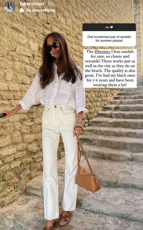 Hermes Oran Sandals Outfit, Black Sandals Outfit, Hermes Oran Sandals, Sandals Outfit, Hermes Oran, Trendy Summer Outfits, Casual Work Outfits, Work Casual, White Shirt