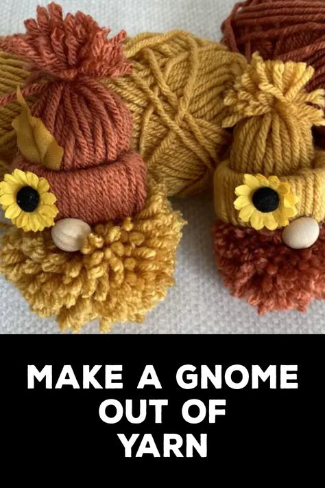 How to Make a Gnome Out of Yarn Yarn Decorations, Yarn Gnomes, Girl Gnome, Festival Diy, Diy Gnomes, General Crafts, Gnome Garden, Knitting Inspiration, Lucky Charm