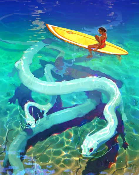 Devin Elle Kurtz on Twitter: "Sea serpent migration 🌊… " Devin Elle Kurtz, Sea Serpent, Astuces Diy, Arte Cyberpunk, Sea Dragon, Modern Fantasy, Creature Concept, Environment Concept Art, Dragon Art