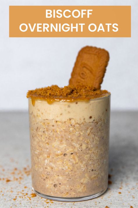 Overnight Oats Ice Cream, Lotus Biscoff Overnight Oats, Biscoff Protein Overnight Oats, Cookie Butter Overnight Oats, Biscoff Overnight Oats Healthy, Savory Overnight Oats, Biscoff Oats, Biscoff Overnight Oats, Overnight Oat Recipes