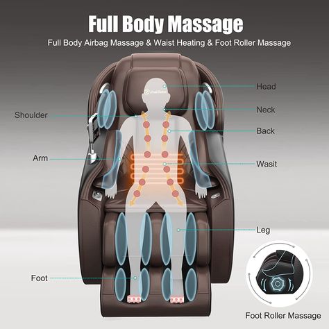 Real Relax Massage Chair, Full Body Zero Gravity SL-Track Shiatsu Massage Recliner Chair with Heat Body Scan Bluetooth Foot Roller, Favor-06 Brown Best Recliner Chair, Relax Massage, Roller Massage, Body Scan, Zero Gravity Recliner, Massage Chairs, Shiatsu Massage, Body Scanning, Full Body Massage