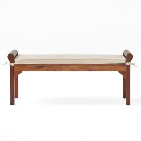 Nelson Rustic Acacia Wood Bench with Cushion by Christopher Knight Home - Bed Bath & Beyond - 9465692 Beige Ottoman, Bench With Cushion, Living Room Bench, Christopher Knight, Indoor Bench, Noble House, Christopher Knight Home, Wood Bench, Furniture Outlet Stores