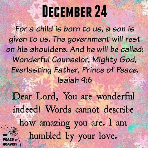 Instagram photo by The Peace of Heaven • Dec 23, 2020 at 11:52 PM Birth Month Quotes, December Scriptures, Bible Verse Isaiah, Psalms Quotes, Daily Spiritual Quotes, December Quotes, Prayer For Love, Christmas Bible Verses, 24 December