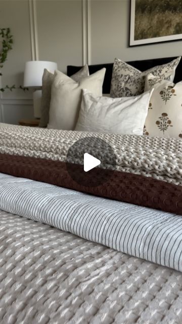 Logan Maggio on Instagram: "Want to know how to make a layered cozy bed? I have 5 blanketed layers (no I don’t sleep with them- I literally fold it back and then fold it back over when we wake up). If you want links for all my layers sent to you comment “blankets” and I will send you the link directly! 

If you have a duvet you do not need this many layers! When I had my duvet I used 3-4. 

Why layer your blankets? It add texture and dimension and gives your eye something exciting to look at! But if you don’t love lots of things on your bed then you do you! 

You can also shop my shares at the link in my bio 🤍

Bedding
Layered Bedding 
Primary Bedroom
Master Bedroom
King Size Bed
How to Make Your Bed
Cozy Bedding
Neutral Home Decor

#bedding #bed #bedroominspo #cozy #cozyroom #cozyhome #m How To Layer A Bed Like A Designer, Bedroom King Size Bed, Layered Bedding Ideas, Bedroom King Size, Bedding Neutral, Layered Bedding, Neutral Home Decor, Bedroom Master, Neutral Home