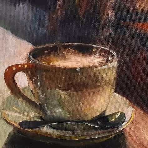 Hot Chocolate Painting, Coffee Oil Painting, Chocolate Painting, Coffee Oil, Arte Indie, Arte Peculiar, Rennaissance Art, Coffee Painting, Impressionism Art