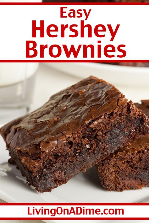 This easy Hershey brownie recipe has the taste of Hershey's chocolate and makes it super simple to make tasty brownies in a hurry! Hershey Brownie Recipe, Chocolate Syrup Brownies, Tasty Brownies, Hershey Brownies, Hershey Recipes, Chocolate Syrup Recipes, Cherry Brownies, Easy Brownie, Best Brownie Recipe