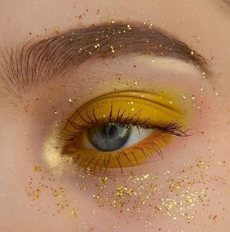 Yellow Eyeshadow, We Heart It, Lost, Glitter, Yellow, Makeup, Beauty, Make Up