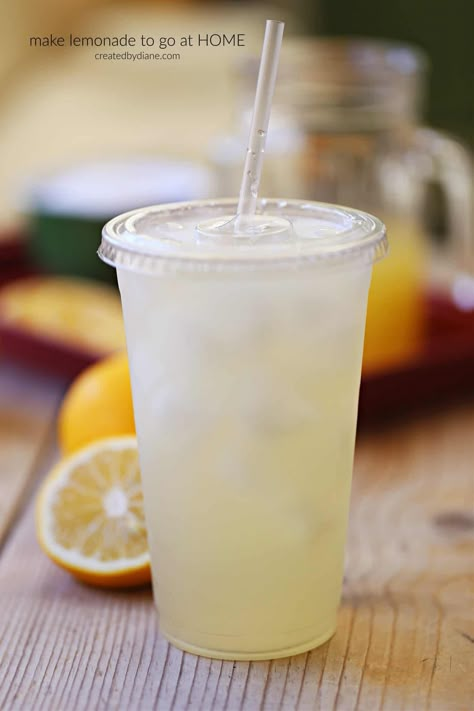 make lemonade to go at HOME createdbydiane.com How To Sell Lemonade, True Lemon Lemonade Recipe, Yakult Lemonade, Lemonade Cup, Fresh Lemonade Recipe, Lemonade Photography, The Best Lemonade, How To Make Lemonade, Lemon Photography