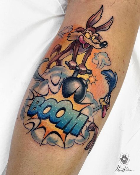 Old Cartoon Tattoo Ideas, New School Style Tattoo, New School Tattoo Designs For Men, Loney Toones Tattoos, Tattoo Cartoon Style, 90s Cartoon Tattoos Ideas, 90s Cartoon Tattoo Designs, Cartoon Tattoo Designs, New School Tattoo Designs