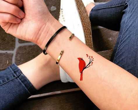 Ruby Tattoo, Cardinal Tattoos, Phönix Tattoo, Diy Tattoo Permanent, Vogel Tattoo, Diamond Tattoos, Custom Temporary Tattoos, Initial Tattoo, Bird Tattoo