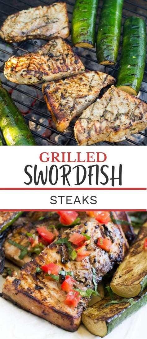 Grilled Swordfish Steaks, Swordfish Steak Recipe, Grilled Tuna Steaks Recipes, Steaks On The Grill, Swordfish Steak, Grilled Swordfish, Swordfish Recipes, Grilled Fish Recipes, Cooking The Perfect Steak