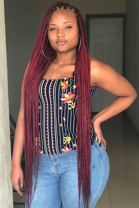 Small box braids are a great protective style when you need a break from styling your natural curls. Check out how you can rock this low maintenance look! Box Hairstyles, Burgundy Blonde Hair, Braids Large, Small Box Braids Hairstyles, Burgundy Box Braids, Braids Medium, Black Box Braids, Colored Box Braids, Braids Knotless