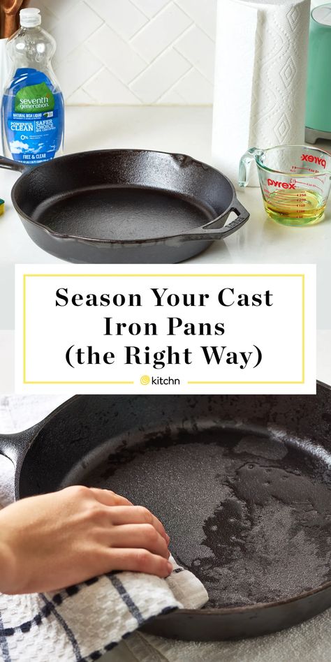 Season Cast Iron Skillet, Cast Iron Skillet Cooking, Cast Iron Care, Cast Iron Pans, Clean Baking Pans, Cast Iron Cleaning, Iron Skillet Recipes, Seasoning Cast Iron, Skillet Cooking