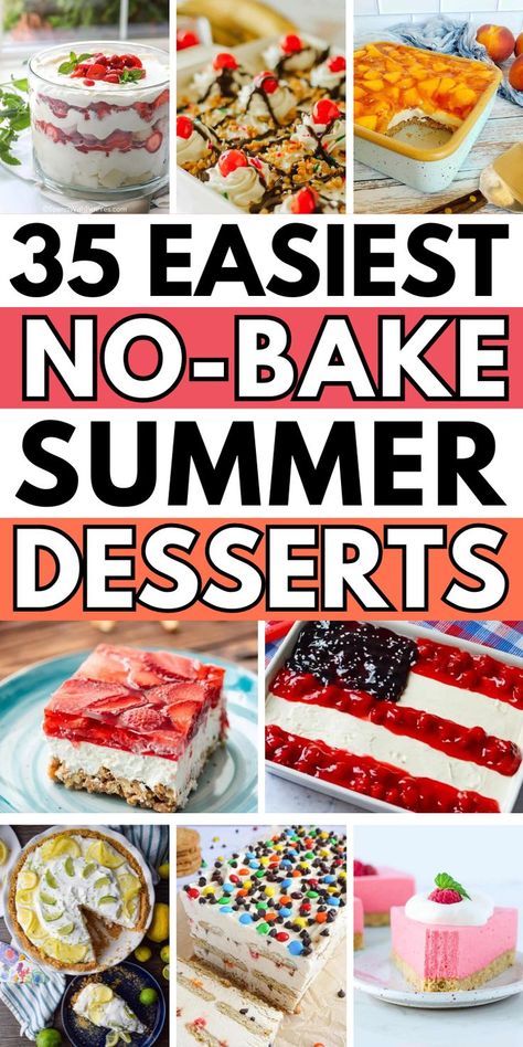 picnic desserts for a crowd summer Very Simple Dessert Recipes, Sweets For A Party, Easy Non Chocolate Desserts, Summer Party Dessert Ideas, Backyard Dessert Ideas, Easy Icebox Desserts, Simple Dessert For Party, Block Party Dessert Ideas, Easy Pool Party Desserts