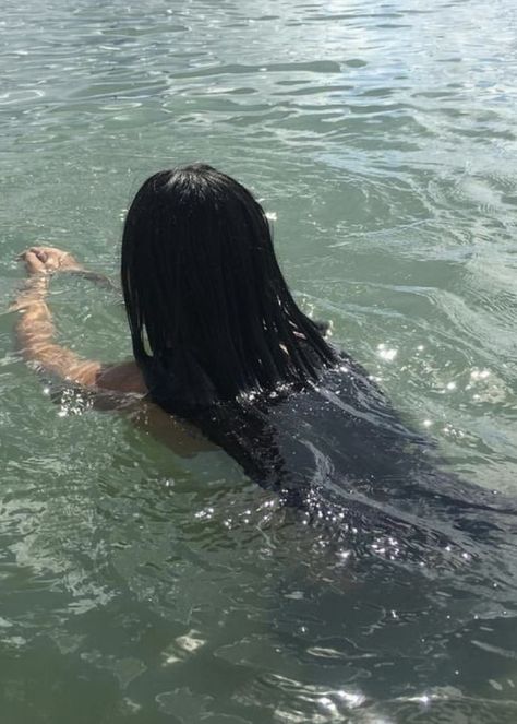 A Woman, Swimming, Water, Hair, Black