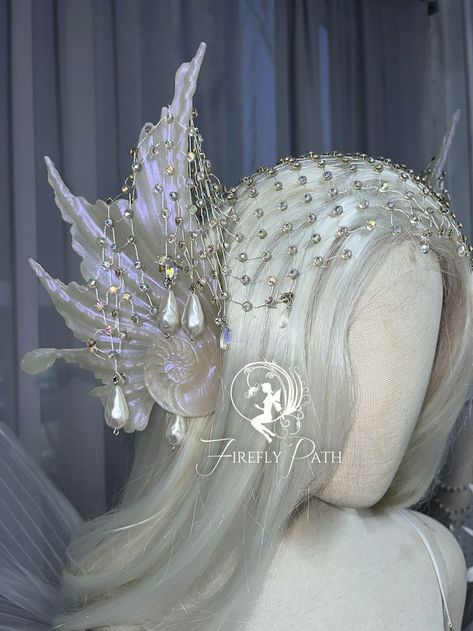 Mermaid Headpiece, Firefly Path, Fantasy Crown, Siren Mermaid, Mermaid Crown, Mermaid Outfit, Fairy Clothes, Concept Clothing, Halloween Inspo