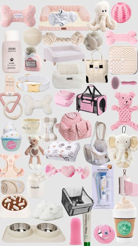 Pet Accessories Aesthetic, Puppy Things To Buy, Cute Pet Stuff, Girl Puppy Accessories, Preppy Dog Stuff, Cute Dog Supplies, Puppy Set Up, Cute Dog Things, Puppy Stuff Accessories