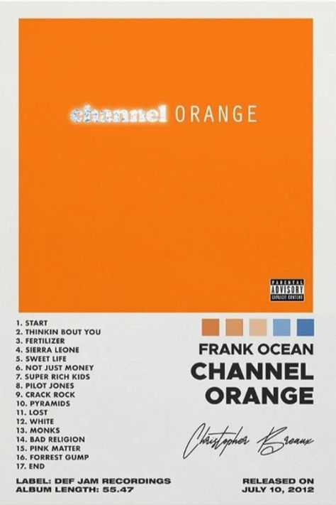 Music Frank Ocean poster of his album Channel Orange released in 2012 featuring hits such as 'Thinkin' bout you' and 'Lost' Chanel Orange Album Cover, Album Posters Frank Ocean, Frank Ocean Lost Poster, Chanel Orange Frank Ocean Poster, Frank Ocean Poster Channel Orange, Aesthetic 90s Poster, Channel Orange Aesthetic, Channel Orange Wallpaper, Chanel Orange Frank Ocean