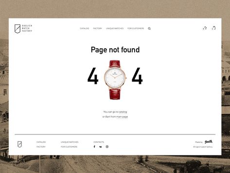 Ouglich watch factory - 404 page typography simple animation website webdesign web watches vintage ux ui minimal e-commerce clean branding 404 page 404 Page Design, Animation Website, Clean Branding, Simple Animation, Time Sheet, 404 Pages, Ui Animation, Perspective Photography, Page 404