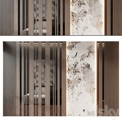 wall panels | set 263 - Other decorative objects - 3D model Panel Design Wall, Wall Cladding Interior, Wooden Wall Cladding, Wall Cladding Designs, Flat Exterior, Glass Panel Wall, Staircase Interior Design, Interior Cladding, Multipurpose Hall