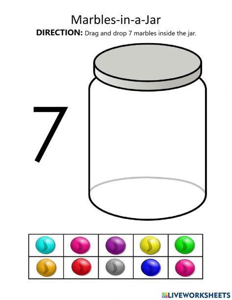 Number 7 online worksheet for preschool Body Parts Preschool Activities, Number Recognition Activities, Worksheet For Preschool, Number Crafts, Flashcards For Toddlers, Body Parts Preschool, Number Value, Printable Preschool Worksheets, Numbers Preschool