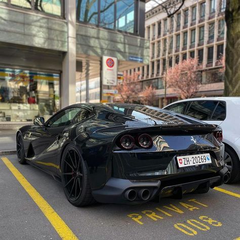 Ferrari 812 Superfast Black, Car Garage Ideas, Blacked Out Cars, Black Ferrari, 812 Superfast, Ferrari 812 Superfast, Ferrari 812, New Luxury Cars, 4 By 4