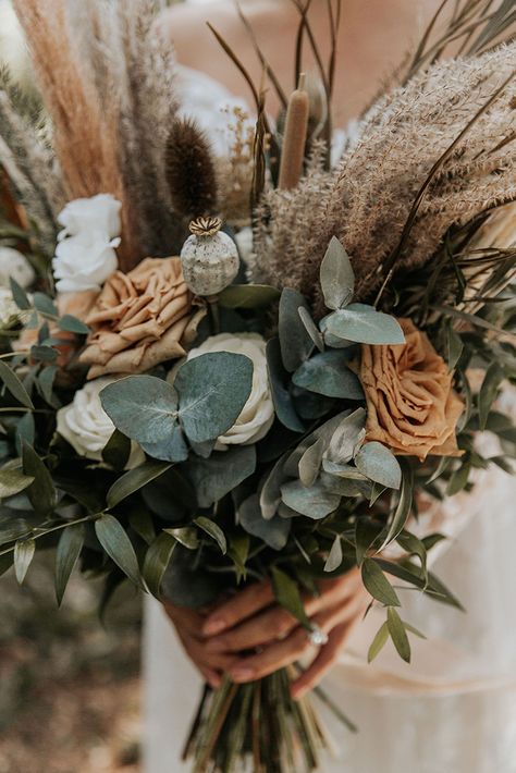 Natural Boho Wedding Bouquet with Eucalyptus, Pampas Grass and Roses @amycutliffephotography @kristenkatephotography @amycutliffephotography @rixweddings @stormemakeupartist @bloomantic_ @thefarnhamboutiquebridal @victoriaharperbridal @longtonwood @abbiewortondesign @deliciouslydivine @menswearrx @_lindat0xo & @_alextill @bayweddingprops @allthingspretty.weddings @atouchofvintageuk @rachelsimpsonshoes @harpursofoundleuk @ribbonandthyme Greenery And Pampas Grass Wedding Bouquet, Sage Green Boho Wedding Bouquet, Pampas Eucalyptus Rose Bouquet, Boho Eucalyptus Bouquet, Pampas Eucalyptus Bouquet, Pampas And Eucalyptus Bouquet, Simple Boho Bouquet, Green Boho Bouquet, Pampas Grass Eucalyptus Wedding