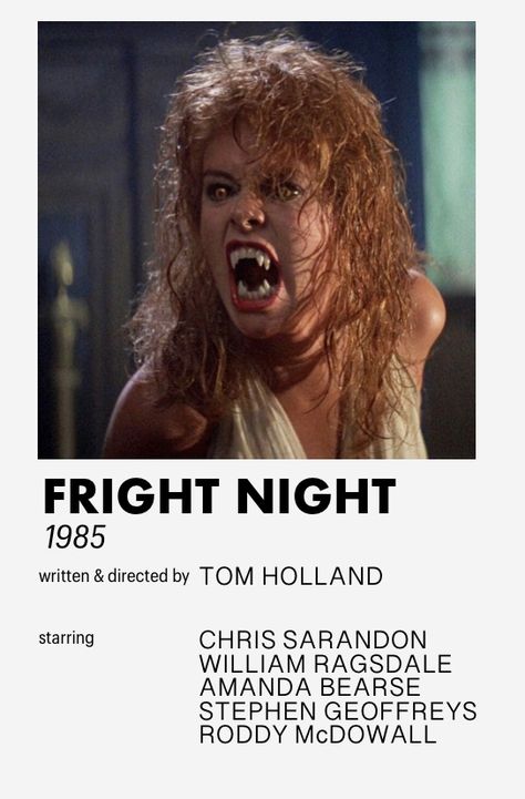 Fright Night Movie Poster, Fright Night Poster, Fright Night 1985, Chris Sarandon, 1984 Movie, 1980s Movies, Night Film, Wonder Woman Movie, Vampire Movies