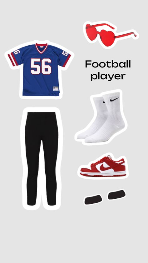 Football player costume idea!! You can do this with and without friends Cute Football Player Halloween Costume, Football Player Halloween Costume, Football Player Halloween, Football Halloween Costume, Football Player Costume, Fun Halloween Outfits, Football Costume, Cute Group Halloween Costumes, Classy Halloween Costumes