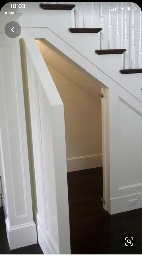 Door Under Stairs, Closet Under Stairs, Storage Stairs, Under Stairs Storage, Rustic Stairs, Stairs Storage, House Storage, Diy Wainscoting, Stairs Ideas