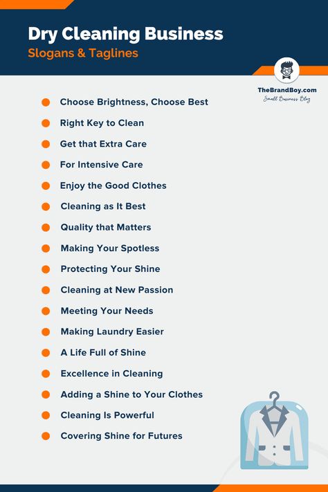 175+ Catchy Dry Cleaning Slogans and taglines Laundry Business Ideas, Dry Cleaners Shop Design, Names For Cleaning Business, Cleaning Business Names Creative, Cleaning Slogans, Cleaning Service Names Ideas, Dry Cleaning Business Design, Dry Cleaners Logo, Slogan About Cleaning And Sanitizing