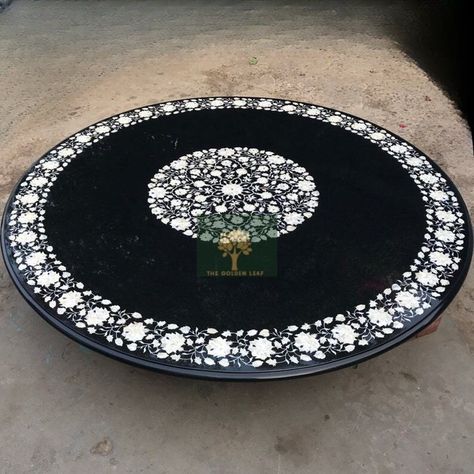 Buy Black Marble Round Table With Semi Precious Stones Handicraft online on Etsy India. Shop for handmade, vintage and unique Kitchen & Dining Tables items from TheGoldenLeafIndia online on Etsy Black Marble Table, Black Dinner, Agra India, Marble Table Top, Marble Inlay, Kitchen Dining Tables, Dining Table Top, Marble Slab, Stone Inlay