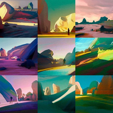 Rocky Environment, Environment Thumbnails, Environment Painting, Bg Design, Concept Art Tutorial, Color Script, Affinity Photo, Game Concept Art, Matte Painting