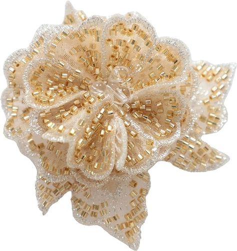 Amazon.com: HHQ Beaded Appliques Embellishments Handcrafted Sequin Clothing Accent 3D Lace Beads Flower Patches Sew on Tiny Sparkling Floral Accessory DIY Sequin Craft Dress Adornment (LQ010-GD) : Arts, Crafts & Sewing Sequin Clothing, Diy Sequin, Sequin Crafts, Beads Flower, Floral Patches, Sequin Outfit, Sequin Appliques, Flower Patch, Beaded Applique