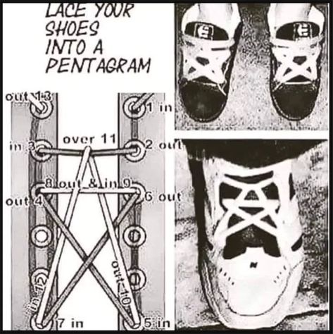 How to tie your shoelaces like Satan / Boing Boing Lace Your Shoes, Ways To Lace Shoes, Monster Crafts, Tie Shoelaces, Pattern Steps, Your Shoes, Shoe Lace Patterns, Shoe Lace, Lace Patterns