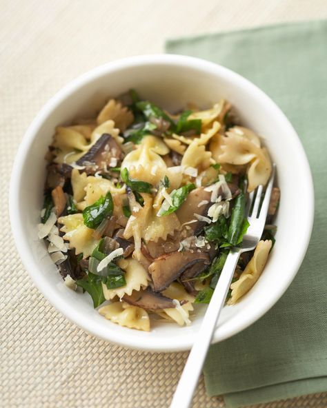 Farfalle with Mushrooms & Spinach Healthy Low Sodium Dinner Recipes, Recipes Low Sodium, Cheap Easy Healthy Meals, Low Sodium Recipes Heart, Cheap Healthy Dinners, Heart Healthy Recipes Low Sodium, Low Salt Recipes, No Salt Recipes, Low Sodium Recipes