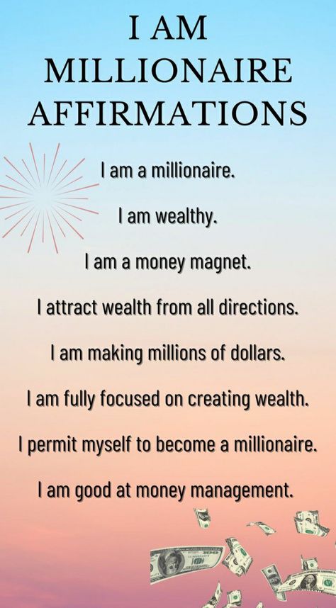 Millionaire Affirmations, Creating Wealth, Spiritual Meditation, Wealth Affirmations, Abundance Affirmations, Daily Positive Affirmations, Manifesting Money, Attract Money, Positive Self Affirmations