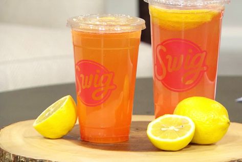 Love List: This Swig refresher is our new favorite drink of summer Copycat Swig Drinks, Swig Copycat Drinks, Swig Drink Recipes, Refresher Drinks, Copycat Drinks, Swig Drinks, Utah Summer, Diy Drinks, Mango Puree