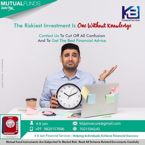 MF Sahi Hai...0098 A solution to all investment problems. #Finance #Investment #Wealth_Creation #Financial_Products #Mutual_Fund #Financial_Service #k.B.Jain #investing #sensex #investor #dalalstreet Mutual Funds Investing, Market Risk, Mutual Funds, Best Ads, Investment Advisor, Wealth Creation, Financial Advisors, Financial Success, Financial Literacy