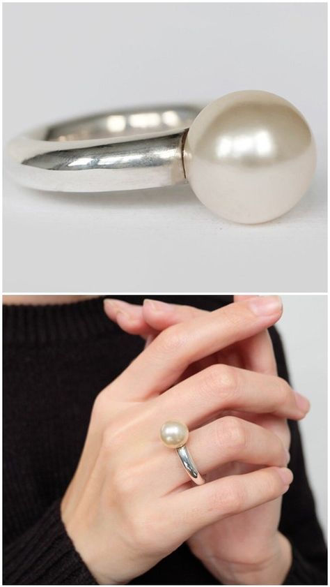 SMALL PEARL RING, pearl ring, white pearl ring, big pearl ring, pearl silver ring, pearl statement ring,unique pearl ring,pearl wedding ring Big Pearl Ring, Small Pearl Ring, Statement Rings Unique, Pearl Wedding Ring, White Pearl Ring, Ring Pearl, Designer Pieces, Big Pearl, Pearl Wedding