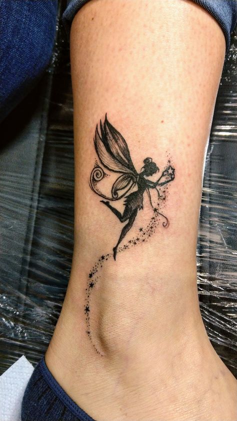 Small Fairy Tattoos, Ankle Tattoo Designs, Ankle Tattoos For Women, Fairy Tattoo Designs, Foot Tattoos For Women, Inspiration Tattoos, Leg Tattoos Women, Tatuaje A Color, Fairy Tattoo