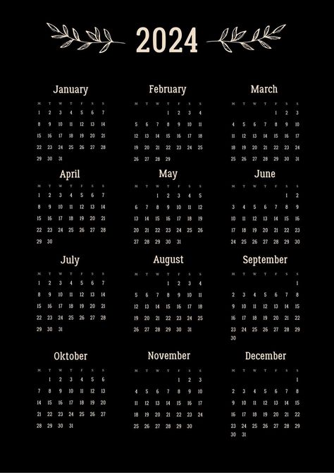 Etsy Digital Print, Black 2024 Calendar Dark Academia Minimal Dark Academia Calendar, Iphone Wallpaper October, Hello Kitty Planner, Planners 2024, Calender Print, Black And White Calendar, Plain Black Wallpaper, Hindu Calendar, Daily Schedules